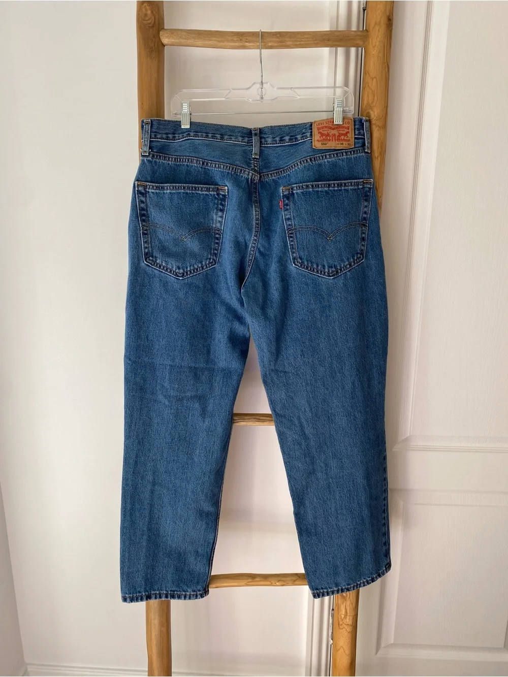 Levis 505 Jeans Mens 36x30 Blue Relaxed Fit Straight Leg Denim Casual